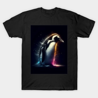 Monochromatic Antarctica Penguin Within Rainbow Colors T-Shirt